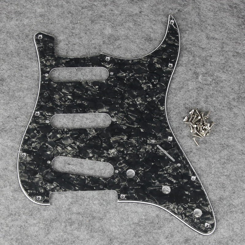 FLEOR 11 Holes ST Style Pickguard SSS Guitar Pickguard Pick Guard Scratchplate with Screws Set,4Ply Black Pearl - Image 3